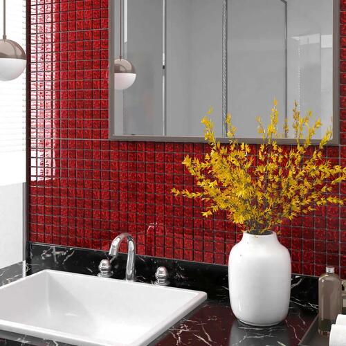 Mosaikfliser 11 stk. 30x30 cm glas rød