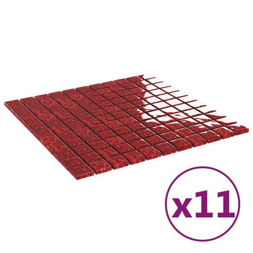 Mosaikfliser 11 stk. 30x30 cm glas rød
