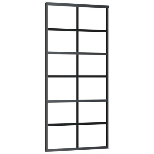 Skydedør m. monteringssæt 90x205 cm sikkerhedsglas og aluminium
