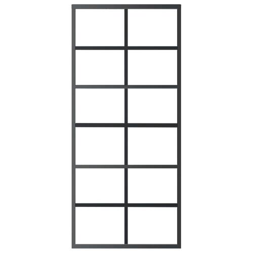 Skydedør m. monteringssæt 90x205 cm sikkerhedsglas og aluminium