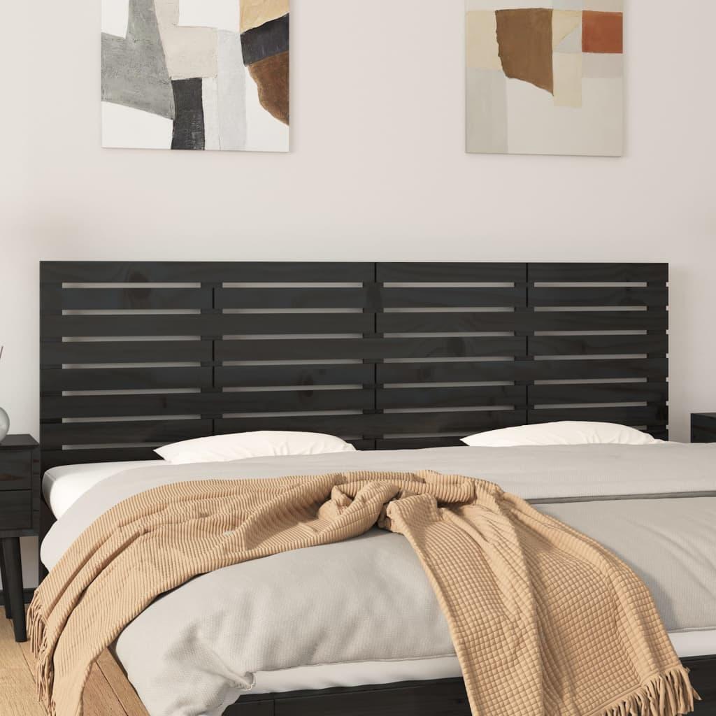 Sengegavl 96X3X63 Cm Massivt Fyrretræ Gyldenbrun - Sort / 166 x 63 cm