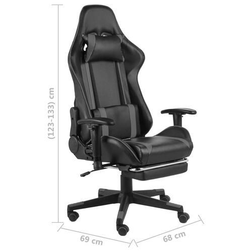 Drejelig gamingstol med fodstøtte PVC grå