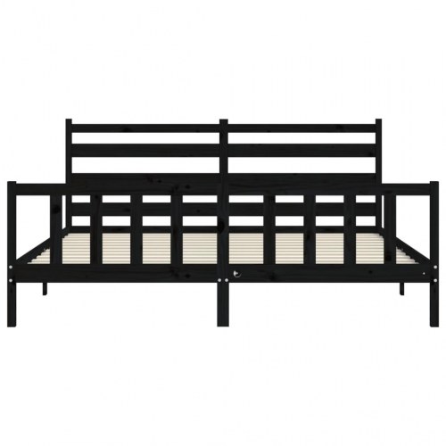 Sengeramme med sengegavl 180x200 cm massivt træ sort