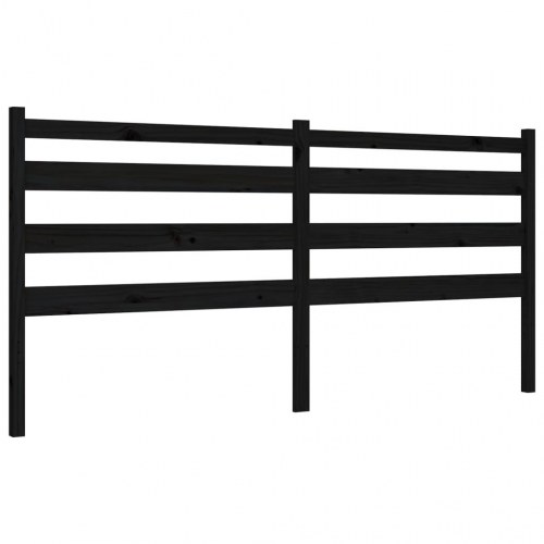 Sengeramme med sengegavl 180x200 cm massivt træ sort