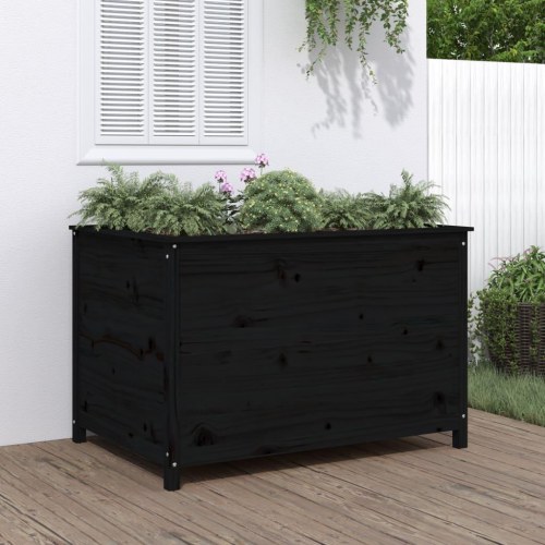 Højbed i massivt fyrretræ - sort, 119,5 x 82,5 x 78 cm