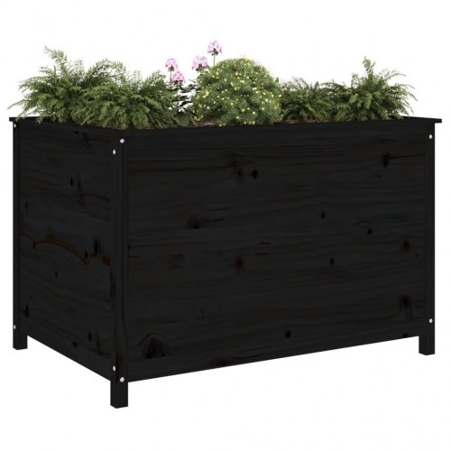 Højbed i massivt fyrretræ - sort, 119,5 x 82,5 x 78 cm