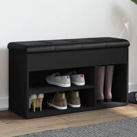 Skobænk 82x32x45,5 cm konstrueret træ sort
