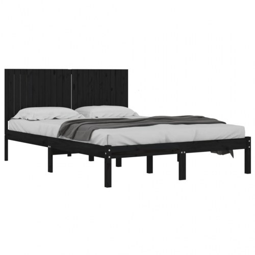 Sengeramme 200 x 200 cm i massivt fyrretræ - sort