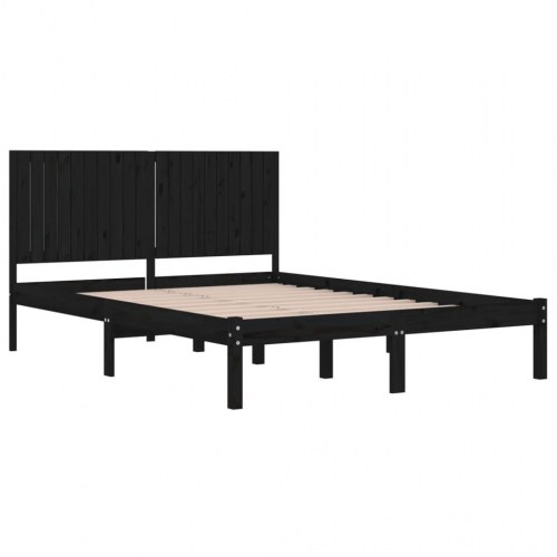 Sengeramme 200 x 200 cm i massivt fyrretræ - sort