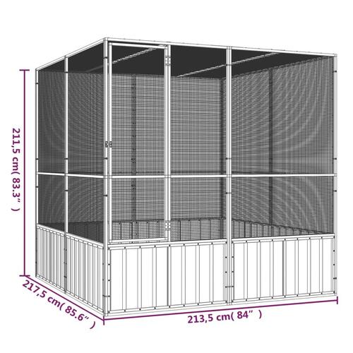 Fuglebur 213,5x217,5x211,5 cm galvaniseret stål grå