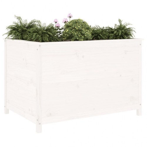 Højbed i massivt fyrretræ - hvid, 119,5 x 82,5 x 78 cm