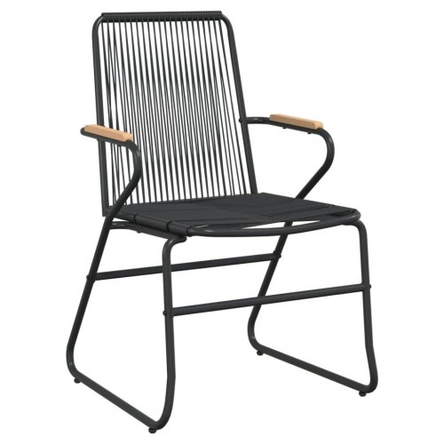 Spisebordssæt til haven 3 dele PVC-rattan sort