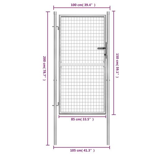 Havelåge galvaniseret stål 105x200 cm sølvfarvet