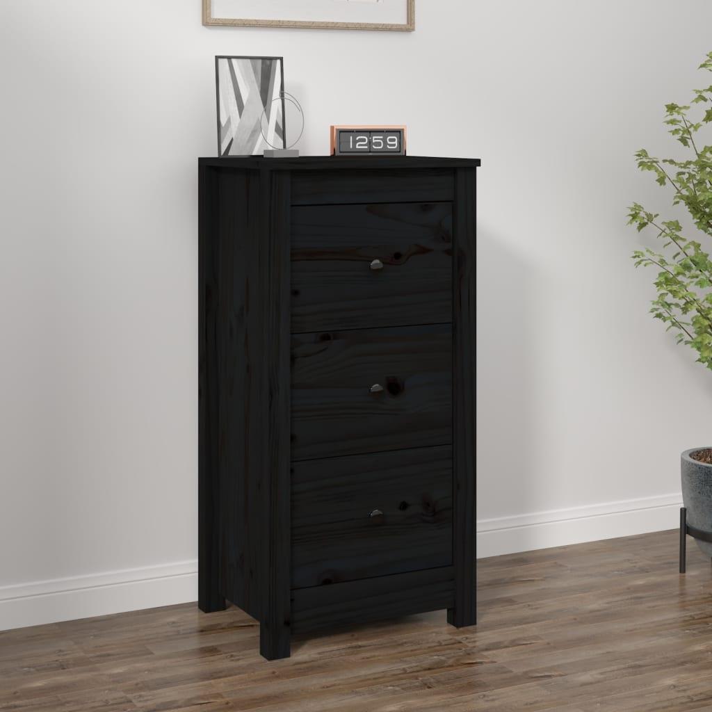 Skænk 40x35x80 cm massivt fyrretræ sort