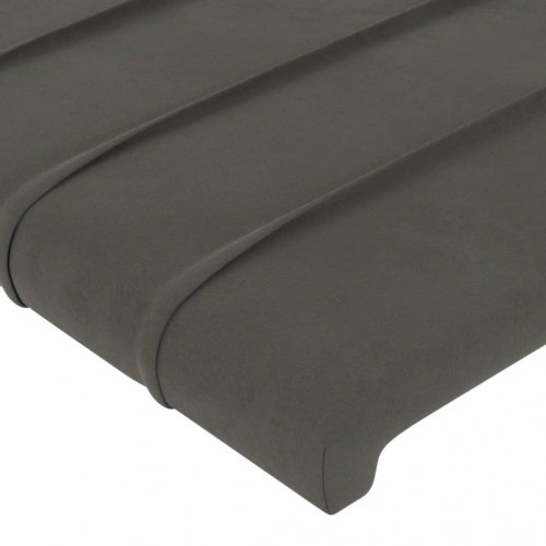 Sengegavl med LED-lys 160 x 5 x 118/128 cm fløjl mørkegrå