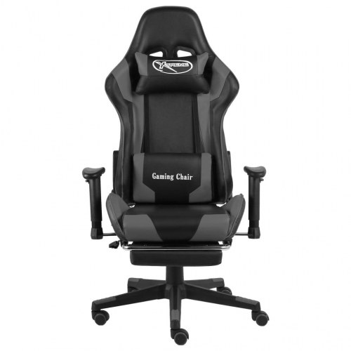 Drejelig gamingstol med fodstøtte PVC grå