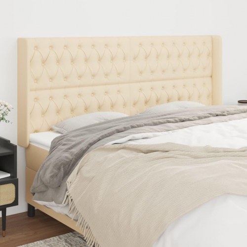 Sengegavl med kanter 183 x 16 x 118/128 cm - cremefarvet