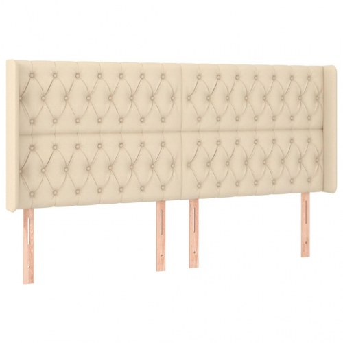 Sengegavl med kanter 183 x 16 x 118/128 cm - cremefarvet