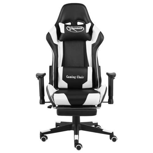 Drejelig gamingstol med fodstøtte PVC hvid