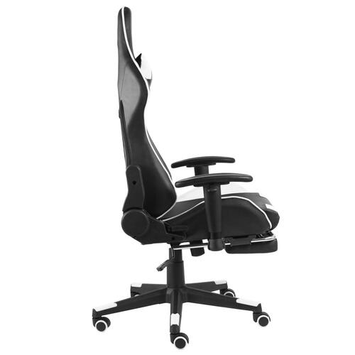 Drejelig gamingstol med fodstøtte PVC hvid