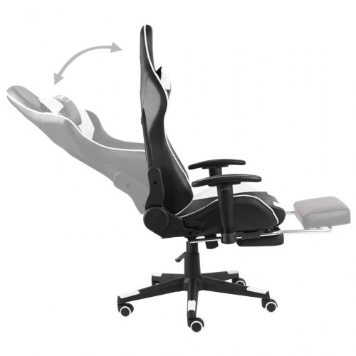Drejelig gamingstol med fodstøtte PVC hvid