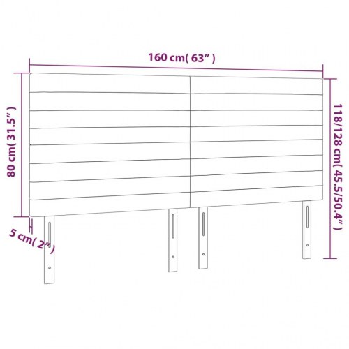 Sengegavl med LED-lys i fløjl 160 x 5 x 118/128 cm - mørkeblå