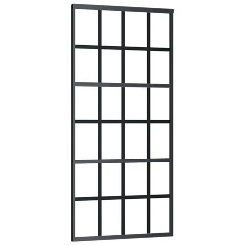 Skydedør m. monteringssæt 90x205 cm sikkerhedsglas og aluminium