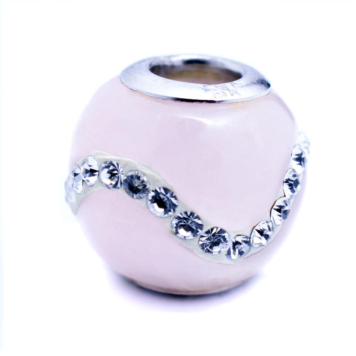 Charm-perle til kvinder, pink, 1 cm - sterling sølv