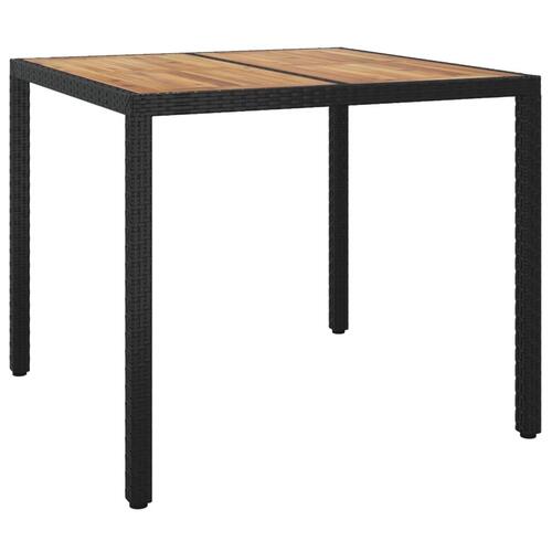 Havebord 90x90x75 cm polyrattan og akacietræ sort