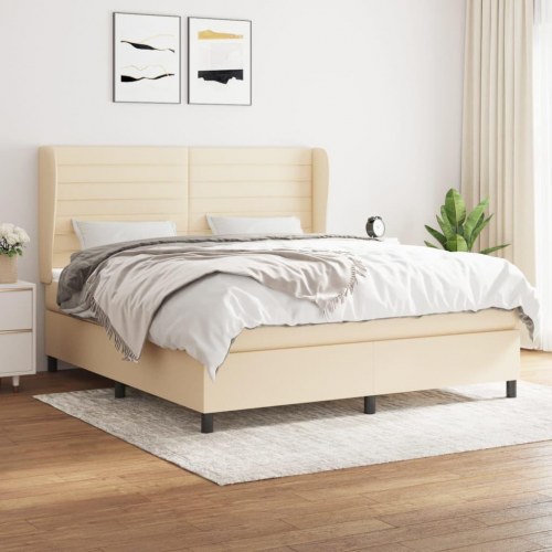 Kontinentalseng med madras 160×200 cm - stof, cremefarvet