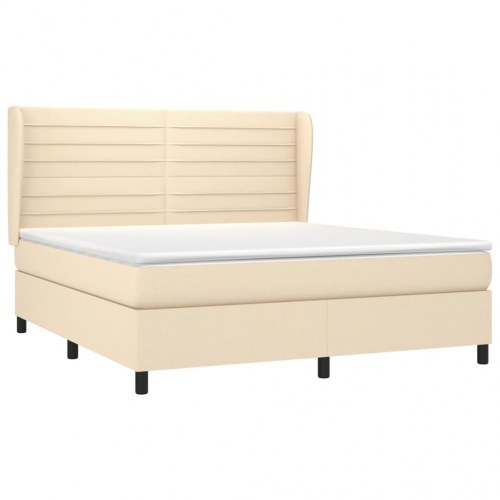 Kontinentalseng med madras 160×200 cm - stof, cremefarvet