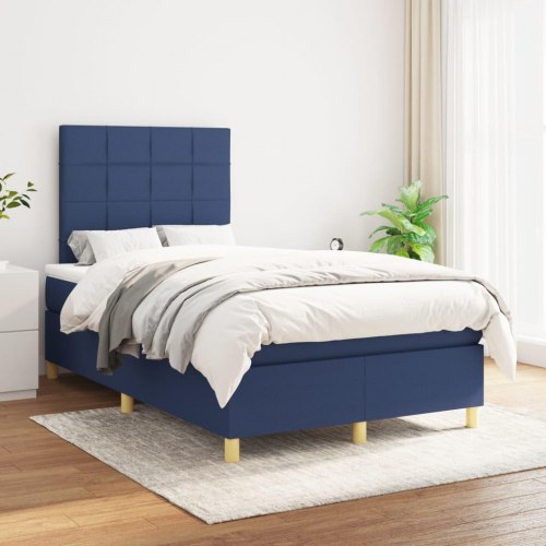 Kontinentalseng med madras 120×200 cm - stof, blå