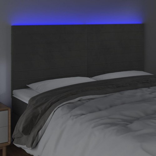 Sengegavl med LED-lys 200 x 5 x 118/128 cm - mørkegrå