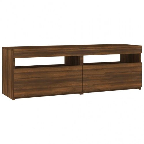 Tv-bord med LED-lys 120x35x40 cm brun egetræsfarve