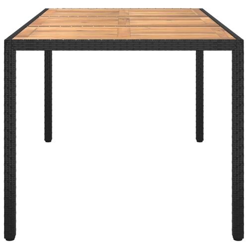 Havebord 150x90x75 cm polyrattan og akacietræ sort