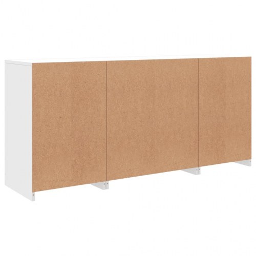 Skænk med LED-lys 142,5×37×67 cm - hvid opbevaringsskænk