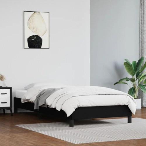 Sengeramme 90×190 cm i sort kunstlæder - enkeltmandsseng