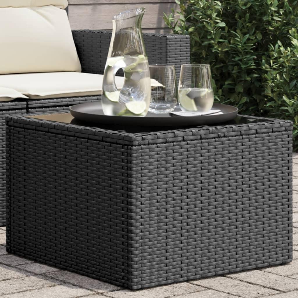 Havebord 55X55X37 Cm Polyrattan Og Akacie - Sort / pe rattan