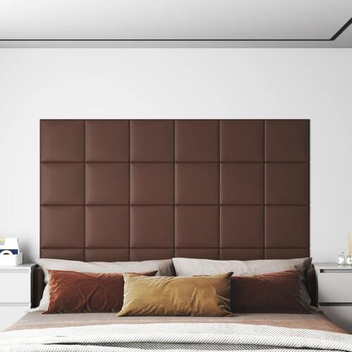 Vægpaneler 12 stk. 30x30 cm 1,08 m² kunstlæder brun
