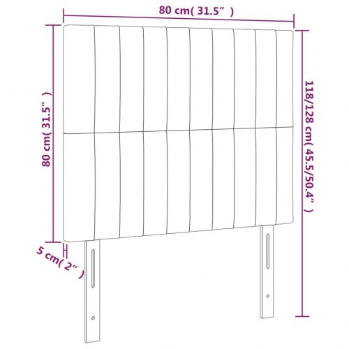 Sengegavl med LED-lys 80 x 5 x 118/128 cm - mørkegrå