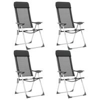 Foldbare campingstole 4 stk. aluminium sort