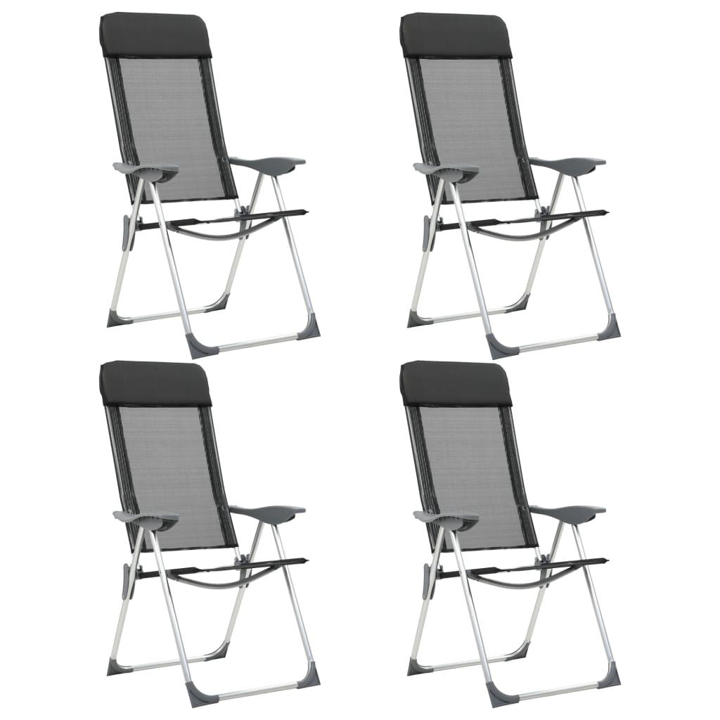 Foldbare Campingstole 4 Stk. Aluminium Sort