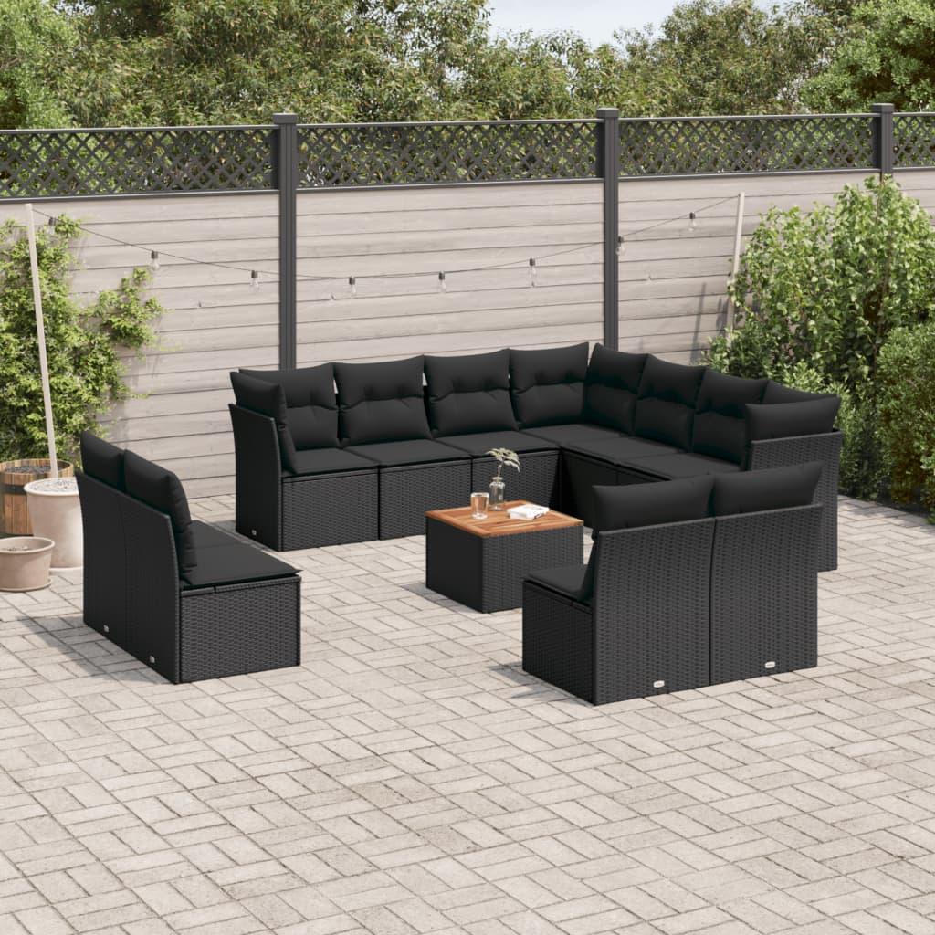 Sofasæt Til Haven 12 Dele Med Hynder Polyrattan - Sort