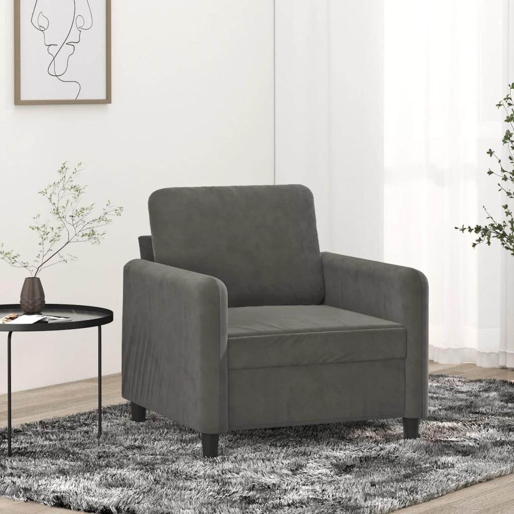 Lænestol 60 cm velour mørkegrå