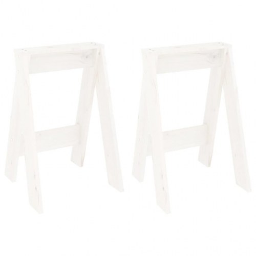 Taburetter 2 stk. 40x40x60 cm massivt fyrretræ hvid
