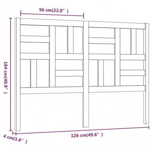 Sengegavl 126×4×104 cm i massivt fyrretræ - lameldesign
