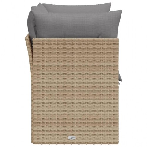 2-personers havesofa i polyrattan med opbevaring - beige/lysegrå hynder