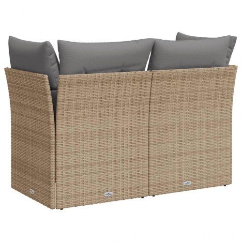 2-personers havesofa i polyrattan med opbevaring - beige/lysegrå hynder