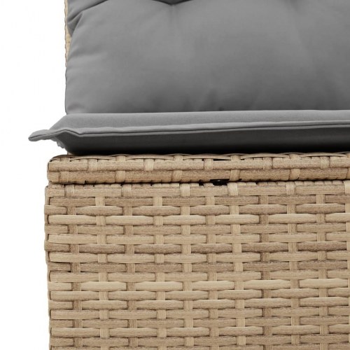 2-personers havesofa i polyrattan med opbevaring - beige/lysegrå hynder