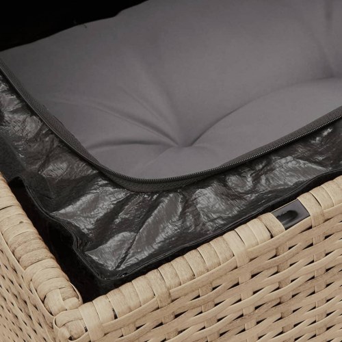2-personers havesofa i polyrattan med opbevaring - beige/lysegrå hynder